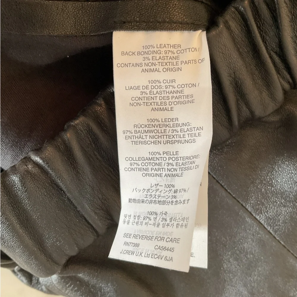 NWOT J Crew Collection Black 100% Leather Stretch Legging Sz 000 seam separated